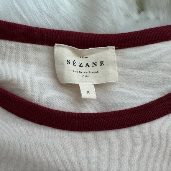 Sézane Book Club T-Shirt in Twine/Burgundy - Picture 5 of 8
